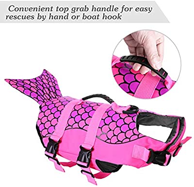 ASENKU Dog Life Jacket Ripstop Pet Floatation Vest Saver Swimsuit