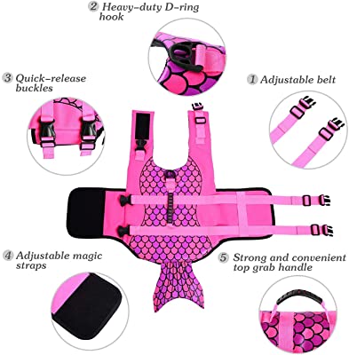 ASENKU Dog Life Jacket Ripstop Pet Floatation Vest Saver Swimsuit