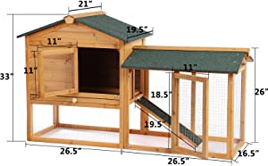 B BAIJIAWEI Wooden Rabbit Hutch Bunny Cage Outdoor