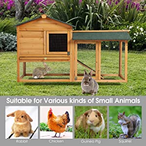 B BAIJIAWEI Wooden Rabbit Hutch Bunny Cage Outdoor