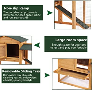 B BAIJIAWEI Wooden Rabbit Hutch Bunny Cage Outdoor
