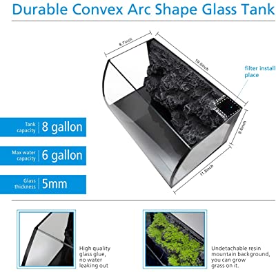 Hygger Horizon 8 Gallon LED Glass Aquarium Kit