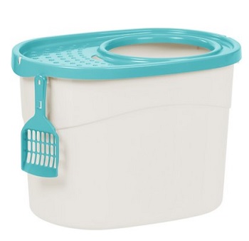 IRIS Top Entry Cat Litter Box & Scoop, White/Green