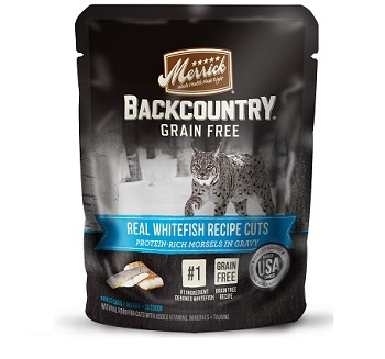 Merrick Backcountry Grain-Free Morsels in Gravy Real Whitefish Recipe Cuts Cat Food Pouches