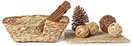 Niteangel Woven Grass Small Animal Bed with Fun Play Toys