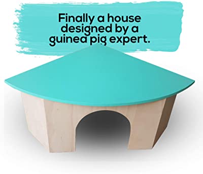 Piggies Choice The Space House All Natural Large Wooden Corner Hideout Guinea Pig and Bunny Hut