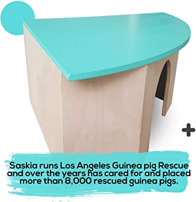 Piggies Choice The Space House All Natural Large Wooden Corner Hideout Guinea Pig and Bunny Hut