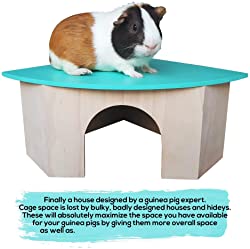 Piggies Choice The Space House All Natural Large Wooden Corner Hideout Guinea Pig and Bunny Hut