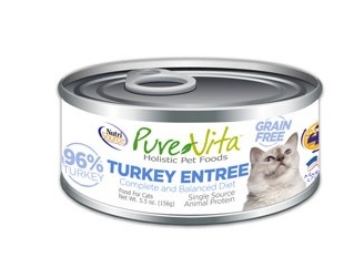 Pure Vita Grain Free 96% Real Turkey Entree Canned Cat Food