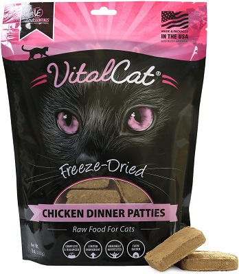 Vital Essentials Chicken Dinner Patties Grain-Free Limited Ingredient Freeze-Dried Cat Food