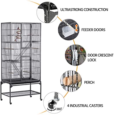 YAHEETECH 69-Inch Extra Large Wrought Iron 3 Levels Small Animal Cage