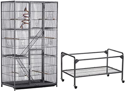 YAHEETECH 69-Inch Extra Large Wrought Iron 3 Levels Small Animal Cage