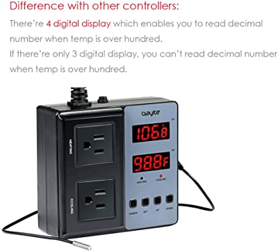 Bayite Temperature Controller BTC201 Pre-Wired Digital Outlet Thermostat