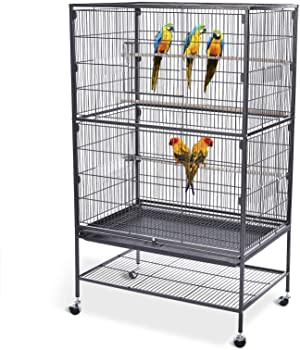Bellanny Bird Cage with Rolling Stand Wrought Iron Large Flight Bird Cage