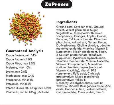 ZuPreem FruitBlend Flavor with Natural Fruit Flavors Daily Small Bird Food