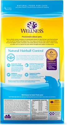 Wellness Natural Hairball Control Chicken Meal & Rice Recipe Dry Cat Food