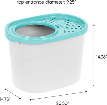 IRIS Top Entry Cat Litter Box & Scoop, White/Green