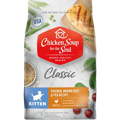 Chicken Soup for the Soul Classic Chicken, Brown Rice & Pea Kitten Recipe Dry Food