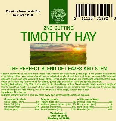 Small Pet Select Second Cut Timothy Hay Small Animal Food