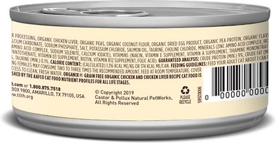 Castor & Pollux Organix Grain-Free Organic Chicken & Chicken Liver Recipe All Life Stages Canned Cat Food