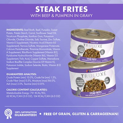 Weruva Truluxe Steak Frites with Beef & Pumpkin in Gravy Grain-Free Canned Food