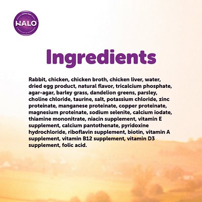 Halo Rabbit & Garden Greens Recipe Grain-Free Sensitive Stomach Canned Cat Food