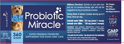 Nusentia Probiotic Miracle Premium Blend Dog & Cat Supplement