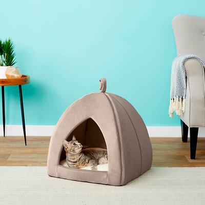 Frisco Tent Covered Cat & Dog Bed, Sandy Beige