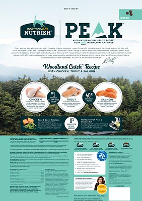RACHAEL RAY NUTRISH PEAK Grain-Free Natural Woodland Catch Recipe with Chicken, Trout & Salmon Dry Food