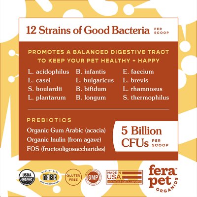 Fera Pet Organics Probiotics with Organic Prebiotics for Dogs & Cats, 72-g