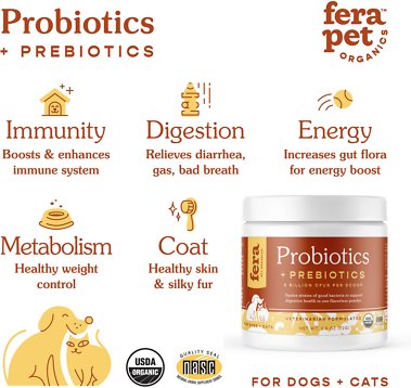 Fera Pet Organics Probiotics with Organic Prebiotics for Dogs & Cats, 72-g