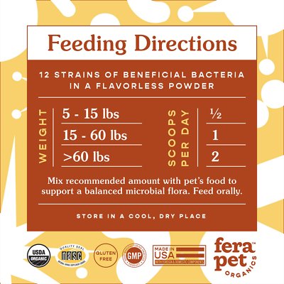 Fera Pet Organics Probiotics with Organic Prebiotics for Dogs & Cats, 72-g