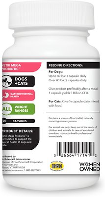VetriScience Vetri-Mega Probiotic Digestive Health Dog & Cat Capsules