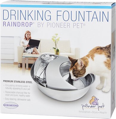 Pioneer Pet Stainless Steel Dog & Cat Fountain Raindrop Design