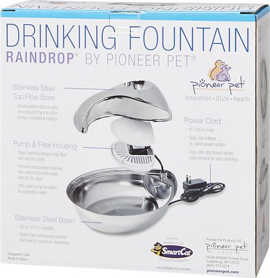 Pioneer Pet Stainless Steel Dog & Cat Fountain Raindrop Design