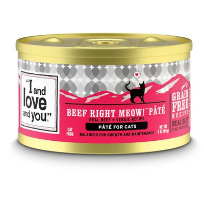 I AND LOVE AND YOU Cat Cans Beef, Right Meow! Pate