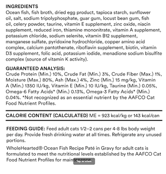 Whole-Hearted Grain-Free Ocean Fish Recipe Pate Adult Wet Cat Food