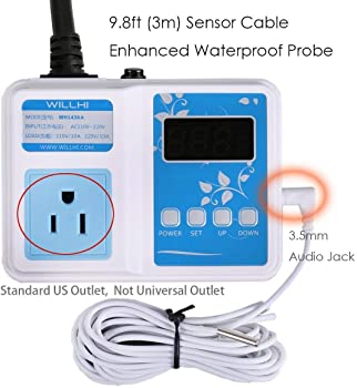 WILLHI WH1436A 10A Temperature Controller 110V Digital Thermostat Switch Sous Vide Controller NTC 10K Sensor Improved Version
