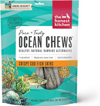 The Honest Kitchen Beams Ocean Chews Cod Fish Skins Dehydrated Dog Treats