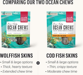 The Honest Kitchen Beams Ocean Chews Cod Fish Skins Dehydrated Dog Treats