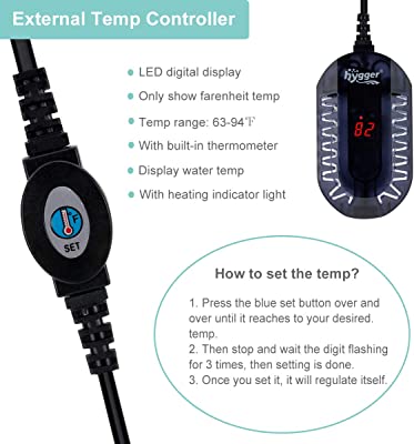 hygger 100W Mini Submersible Digital Display Aquarium Heater for Small Fish Tank