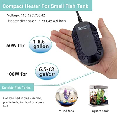 hygger 100W Mini Submersible Digital Display Aquarium Heater for Small Fish Tank