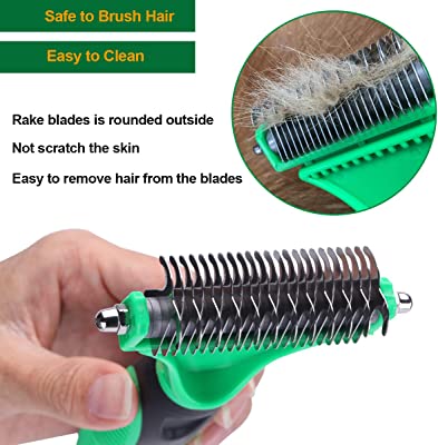 Elfirly Pet Grooming Tools - 2 Sided Undercoat Rake for Cats and Dogs